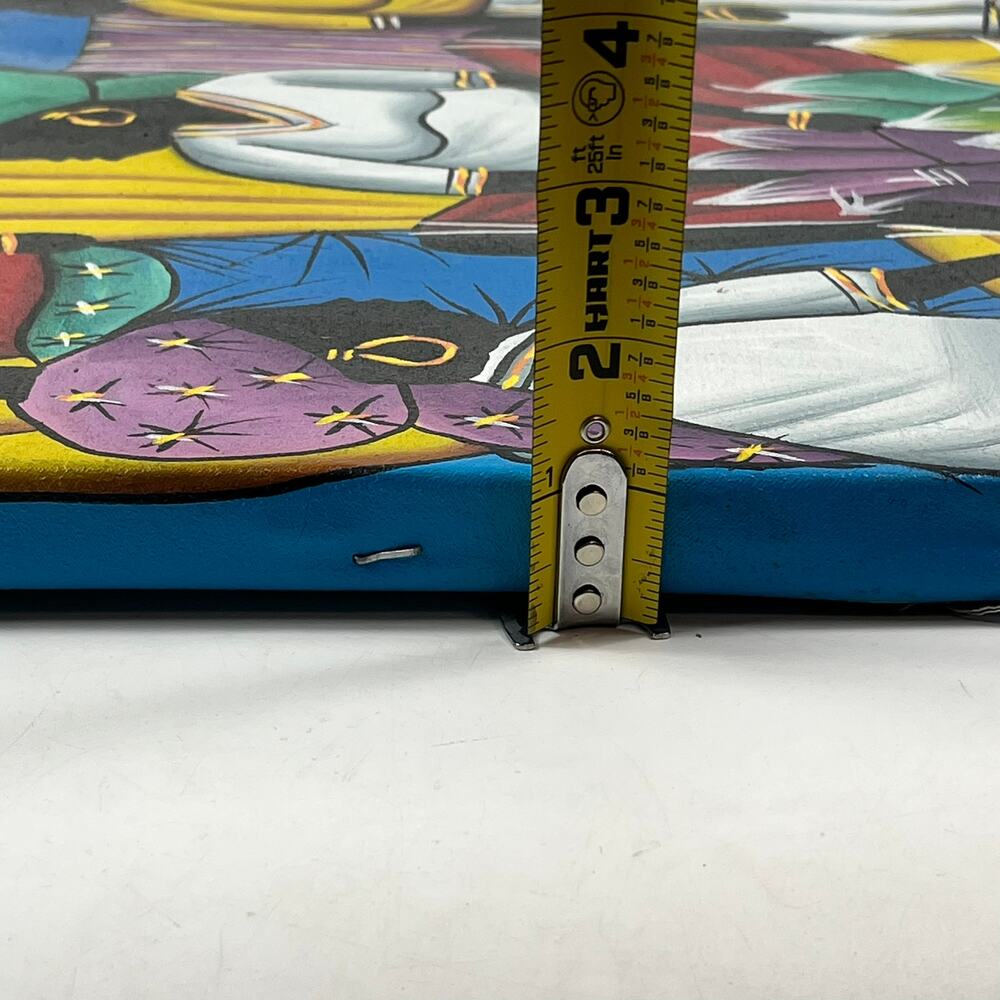 Andre Grand Turk Signed Caribbean Folk Art Canvas Painting Market Scene 18"x24" - Picture 16 of 16